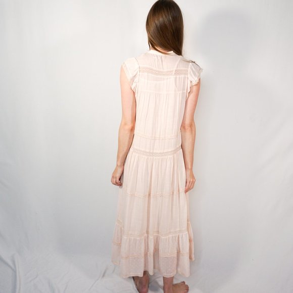 FREE PEOPLE Blush Swiss Dot Maxi Dress NWOT M1 - Picture 4 of 8